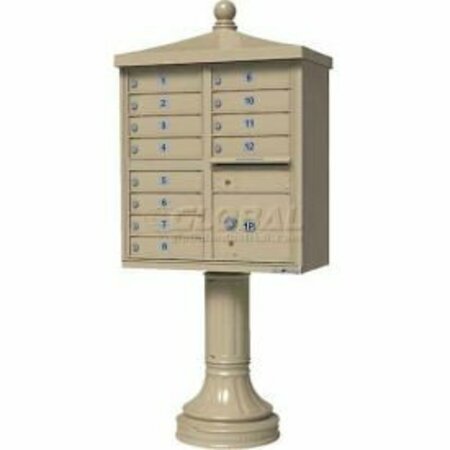 FLORENCE MFG CO Vital Cluster Box Unit w/Vogue Traditional Accessories, 12 Unit & 1 Parcel Locker, Sandstone 1570-12V2SD